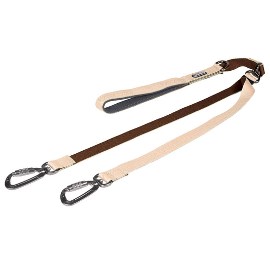 Dual Leash 雙扣防暴衝可調節式牽引繩 - 奶茶色
