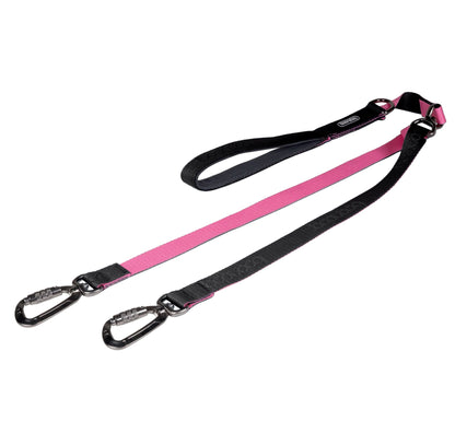 Dual Leash 雙扣防暴衝可調節式牽引繩 - 黑粉