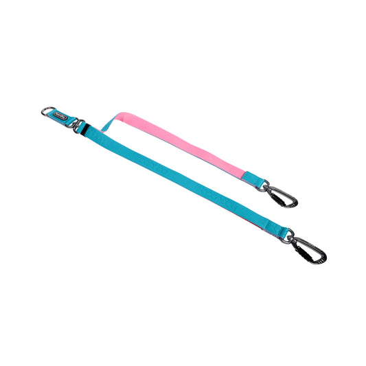 Dual Leash Link 雙扣防暴衝可調節式延長牽引繩 - 水藍粉